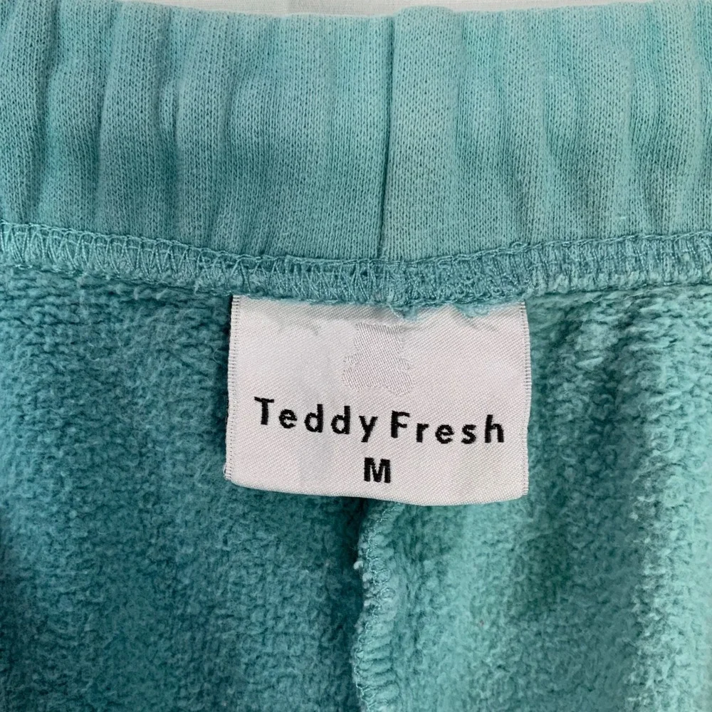 Teddy Fresh Teal Mint  Colorblock Sweat Shorts M Elastic Waist Mid Rise Pockets